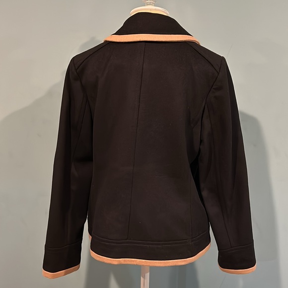 J. Crew Nello Gori Wool Peacoat Black Tan Trimmed size 12 - Picture 3 of 17